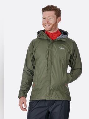 Rab Men’s Downpour Jacket Olive Green Size Large Like New.